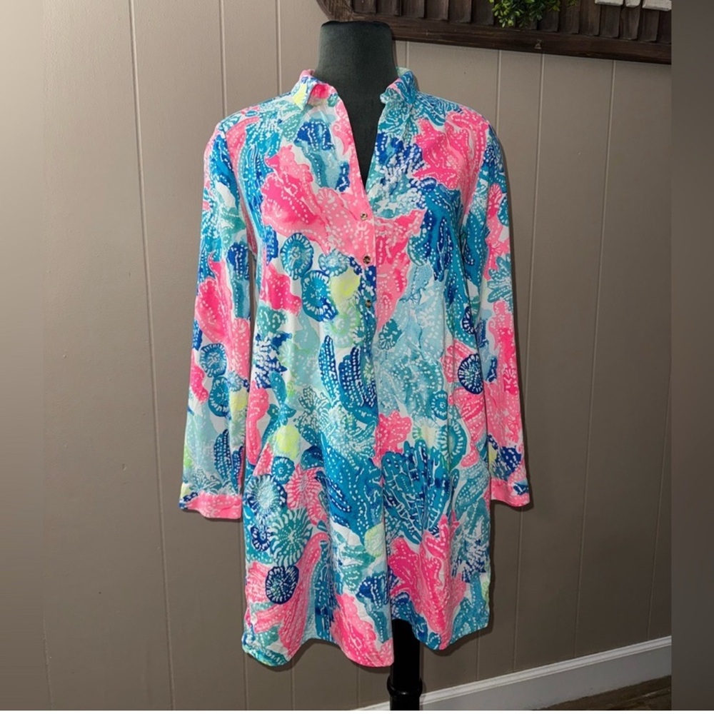 Lilly Pulitzer Lillith Tunic Multi Boho Batik Small